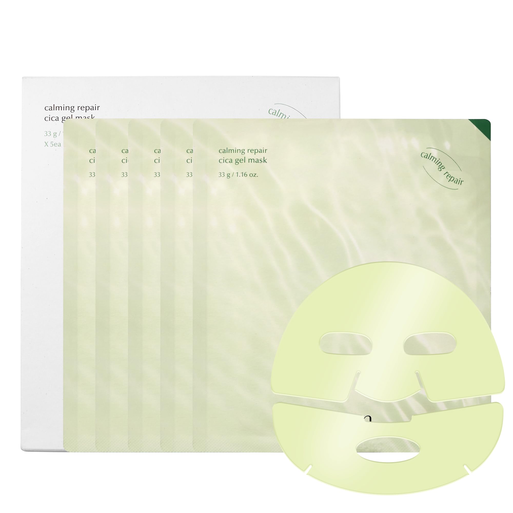 LUVUM Calming Repair Cica Gel Mask, Centella, Overnight Hydrogel Mask, 4+1 Pack