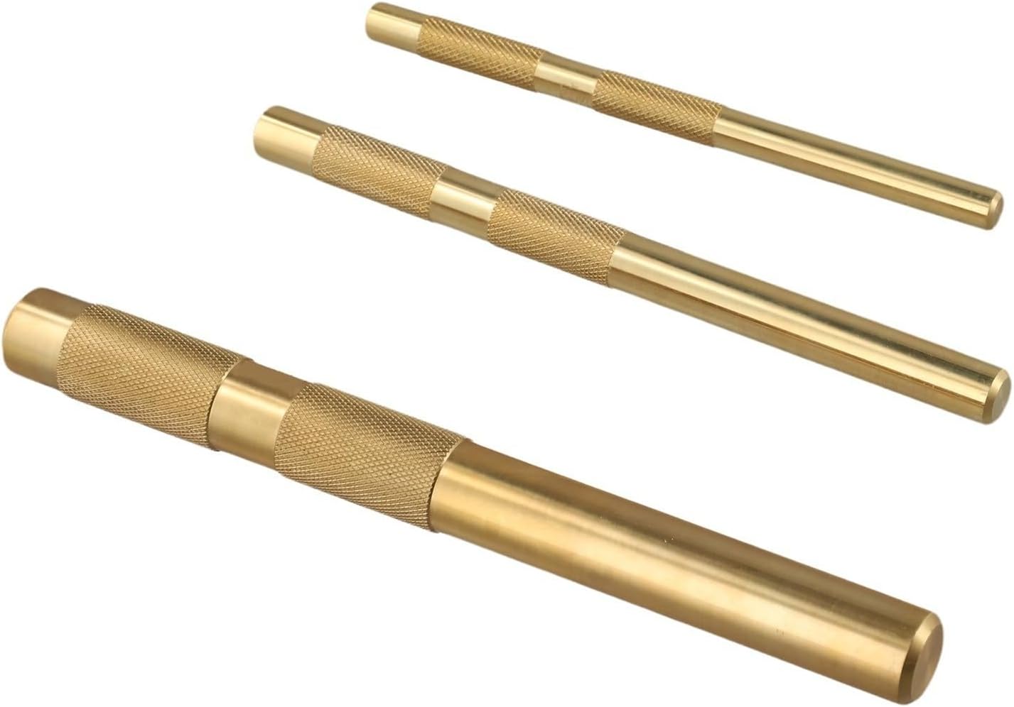 Compatible with 3 Piece Brass Drift Punch Kit with 3/4 Inch, 1/2, 3/8 Non-Marring Metal Chisel Punches for Mechanic Work, Auto Repair, Woodworking and Industrial Use