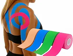 Fita Bandagem Kinesio Profissional 5cm x 5m – Bandagem Elástica Adesiva para Fisioterapia, Lesões Musculares e Recuperação – Suporte Funcional para Treinos, Alívio de Dores e Desempenho Físico