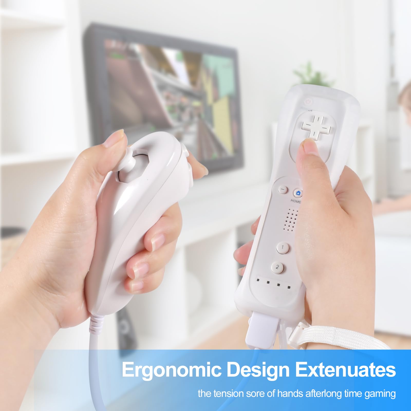 Funmo 2 in 1 Wii Controller remoto con controller Nunchuck Wii per Wii e Wii U con Custodia in Silicone e Cinturino da Polso