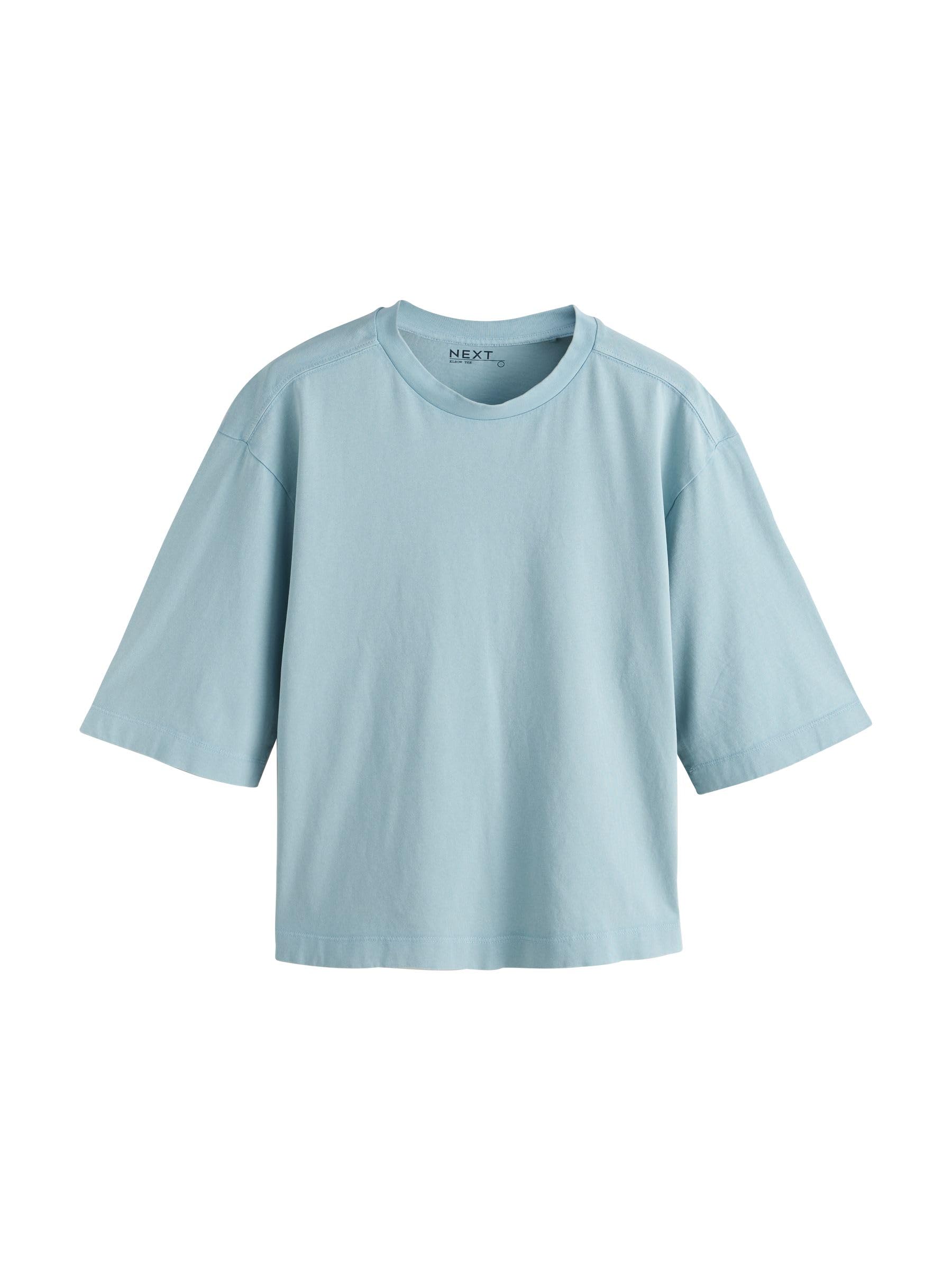 NEXT Damen Relaxed Fit Rundhals-T-Shirts mit ellbogenlangen Ärmeln, 5er-Pack