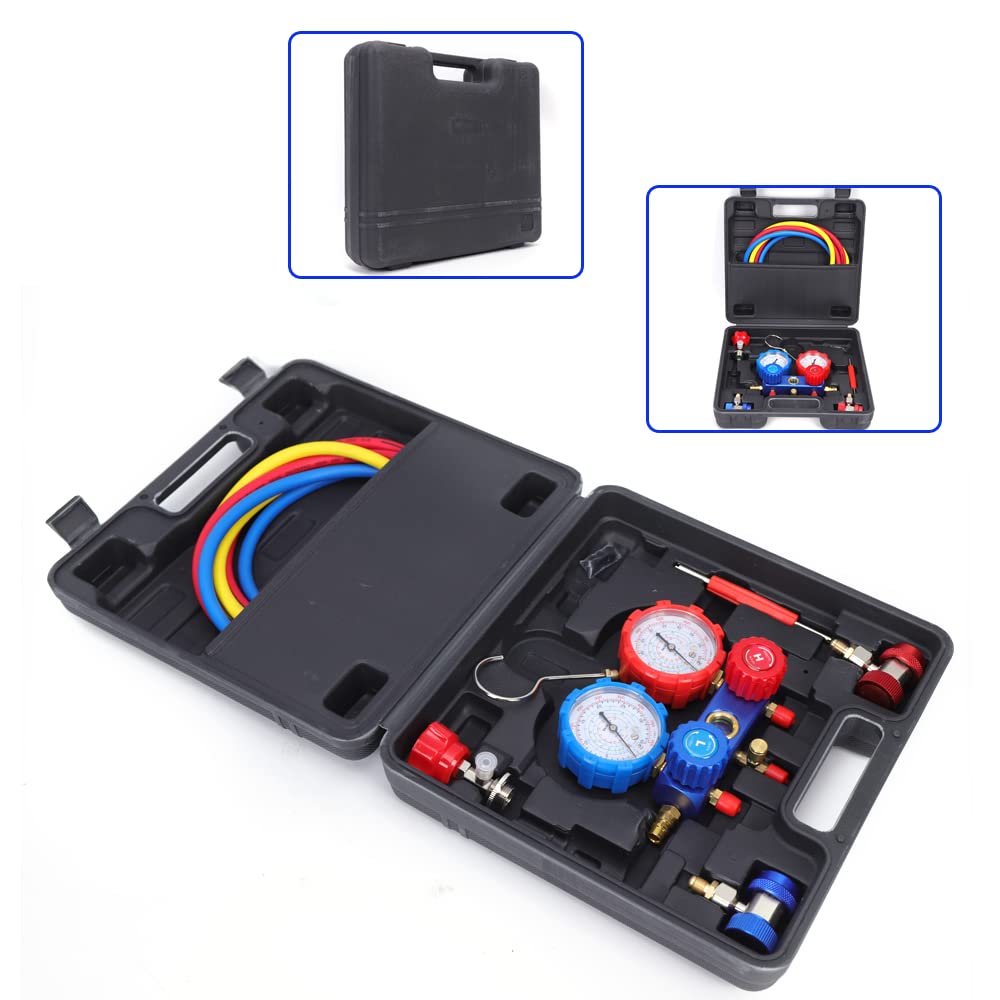 Klimaanlagen Werkzeug Set,Auto AC Kältemittelaufladung Manometer für Klimaanlagenprüfung,Kfz Diagnosegerät für R12, R134a, R22 R502