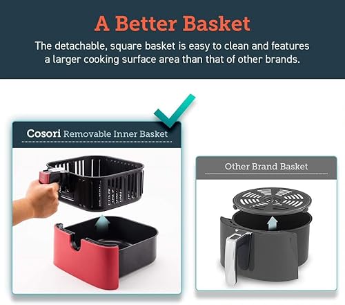COSORI Air Fryer 5,8 QT Forno elétrico de ar quente XL sem óleo, panela programável 11 em 1 com lembrete de pré-aquecimento e agitação, tela sensível ao toque digital equipada e cesta antiaderente