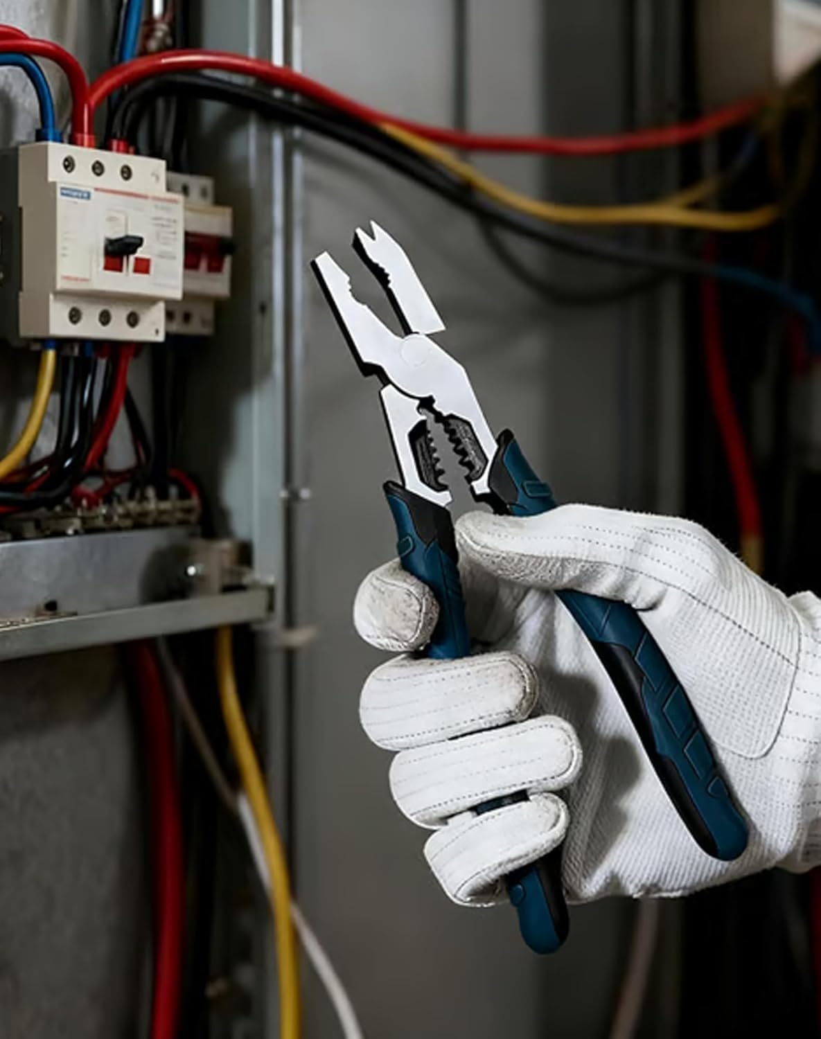Industrial-Grade Multi-Function Cutting Pliers,9-in-1 Multi-Functional Pliers Nail Puller/Wire Cutter/Stripper/Crimper with High-Leverage Design ，Chromium Vanadium Steel Lineman Plier Tool (2)