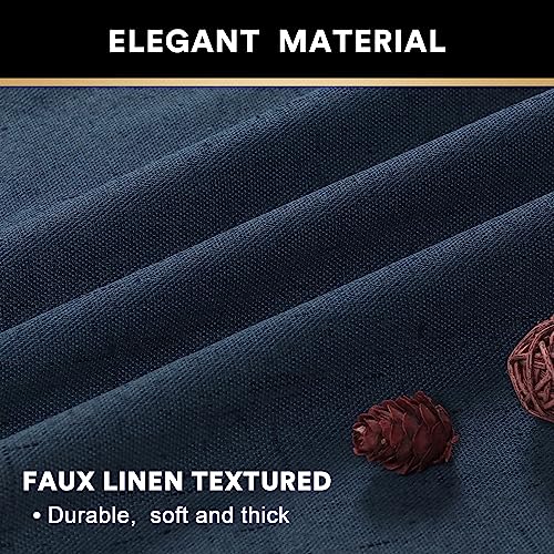 Image of PrinceDeco 100% Blackout Curtains 54 inch Long for Dining Room Soundproof Window Treatment Drapes for Nursery Thermal Insulated with White Liner Short Textured Grommets Curtains 2 Panels Set,Navy