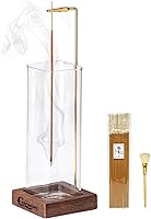 CEREMONY Wooden Incense Holder with Glass Ash Catcher, Anti-Ash Burner, 20 Sticks & Brush for Meditation Yoga Spa Decor