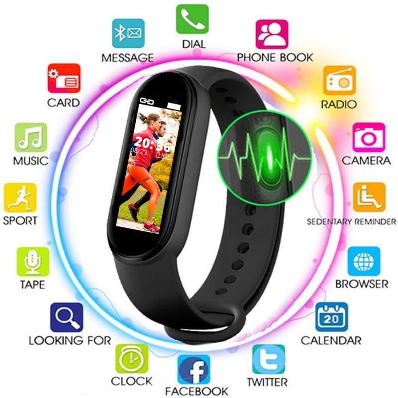 Image of Drumstone 𝟏𝟓 𝐘𝐞𝐚𝐫𝐬 𝐆𝐮𝐚𝐫𝐚𝐧𝐭𝐞𝐞 Smart Fitness Band with Heart Rate Monitor, Waterproof Activity Tracker, Step Counter, Calorie Counter, Sleep Monitor, Bluetooth Fitness Band