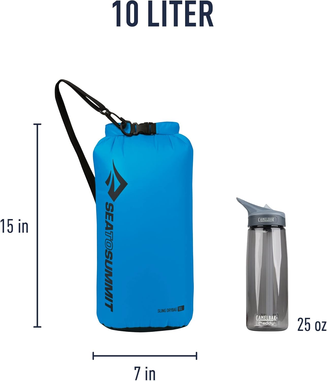 Sea to Summit Sling Lightweight Dry Bag with Shoulder Strap, 10 Liter, Blue