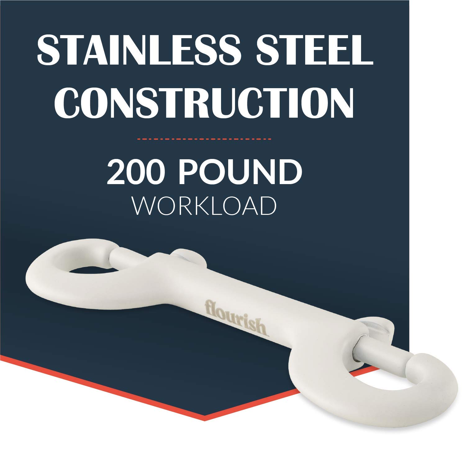 Flourish Heavy Duty Double Sided Bolt Snap Hook - Stainless Steel, Multipurpose 4 Inch Hook with 1/2