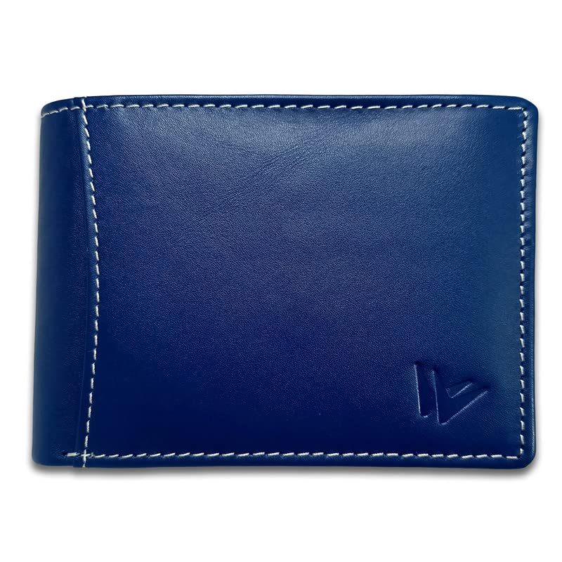 WandersMens Wallet Leather Wallets RFID Blocking Wallet Original Leather Wallet for Men Light Weight Wallet (Blue)