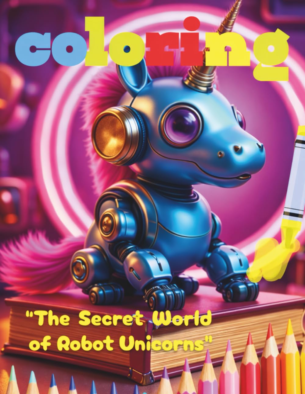 The Secret World of Robot Unicorns: Coloring Book for Children, Teenagers and Adults - 24 Pages of Magical Futuristic Drawings