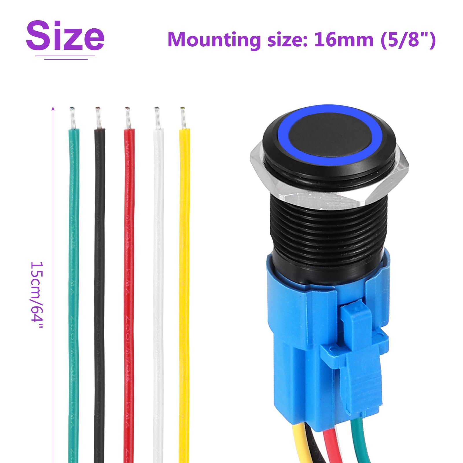 DMiotech 2 Pcs 16mm / 5/8" Push Button Switch - Image 4
