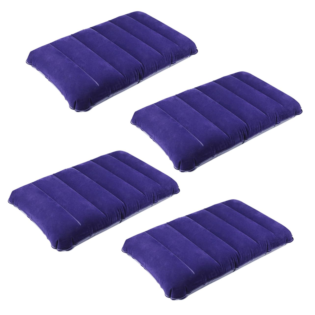 WHAMVOX 4pcs Inflatable Camping Pillow PVC Flocking Neck Pillow for Travel Portable Inflation Cushion for Outdoor Camping