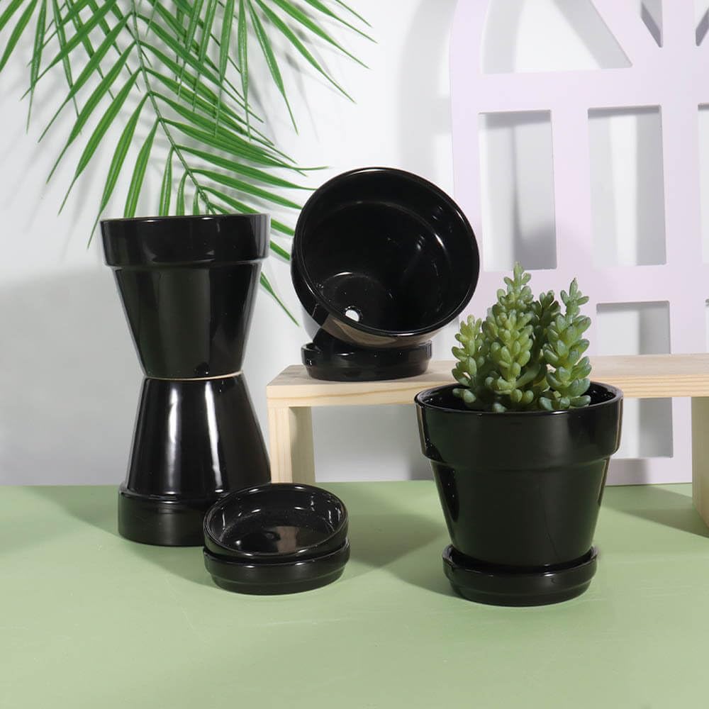 Amazon.com: vensovo 4 Inch Black Ceramic Pots for Plant with