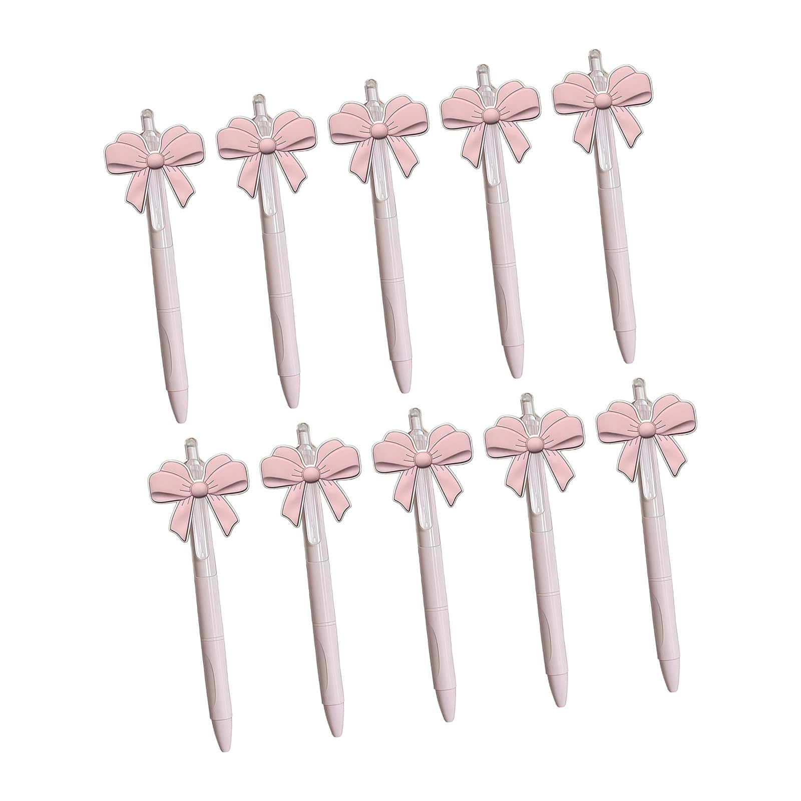 BWANGIAO 10pieces Pink Bowknot Gel Pen with 0.5Mm Fine Tip Ergonomic Grip for Writing Note Taking Journaling Offices School Supplies