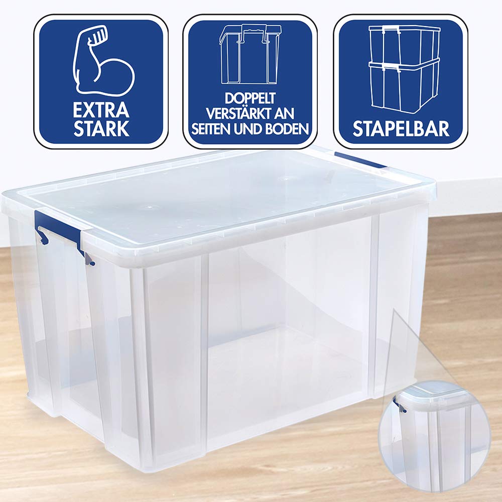 BANKERS BOX ProStore Große Aufbewahrungsbox mit Deckel 85 Liter aus Plastik (Innenmaße 37,5 x 57,5 x 38cm), 1 Stück