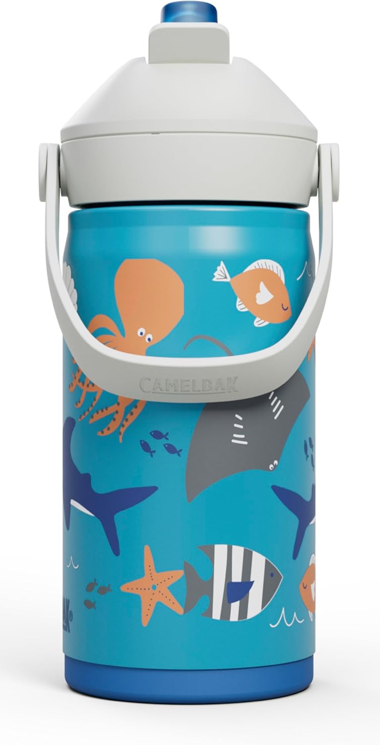 CamelBak Thrive Flip Straw Kids Bite Valve Stainless Steel Water Bottle Ocean Life, 12oz - Image 2