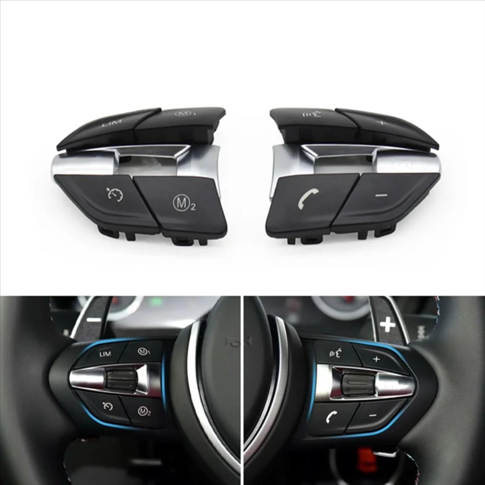Compatible Con Para M3 F80 2014-2018 Para M4 F82 F83 2014-2019 61317849407 61317849409 Botones Interruptor De Control De Crucero Del Volante Del Automóvil Mandos al Volante