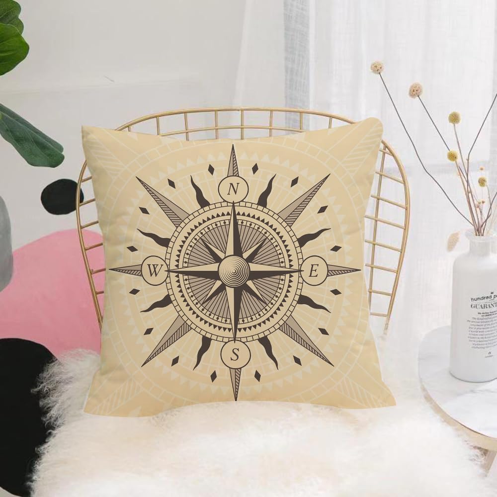 Hyosxw Retro L Elements, Compass, Compass, - A5 Cushion Cover,Throw Pillow Case Home Decorative For Living Room Bedroom Sofa Chair 18X18 Inch,Retro L Elements, Compass, Compass,Pillowcase 45X45cm