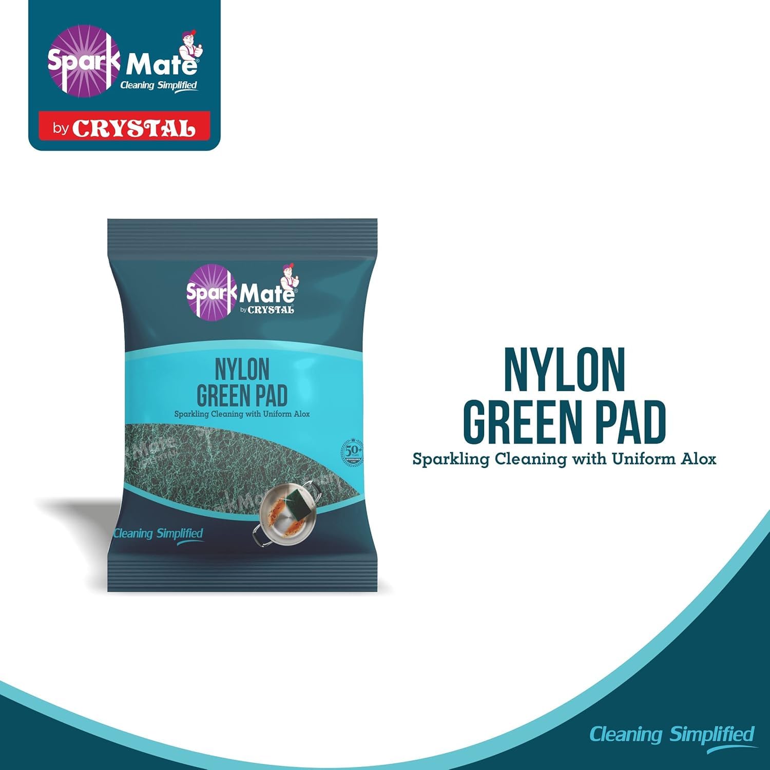 Sparkmate By Crystal Nylon Green Scrub Pad (Pack of 10) 3