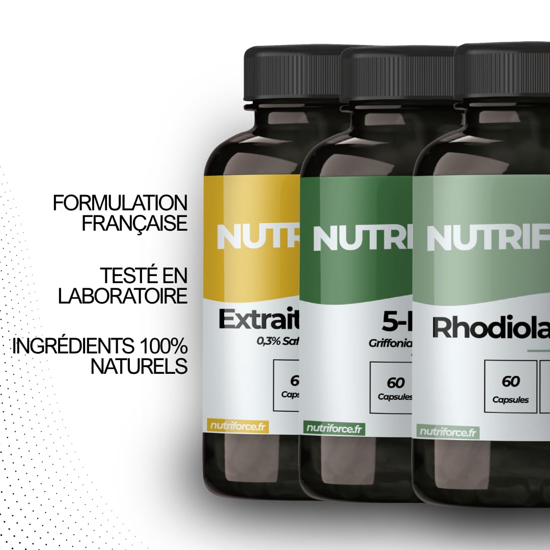 Pack Sérotonine et Humeur – 5-HTP, Rhodiola & Safran – 180 Gélules – Bien-Être, Confiance et Sérénité Naturels
