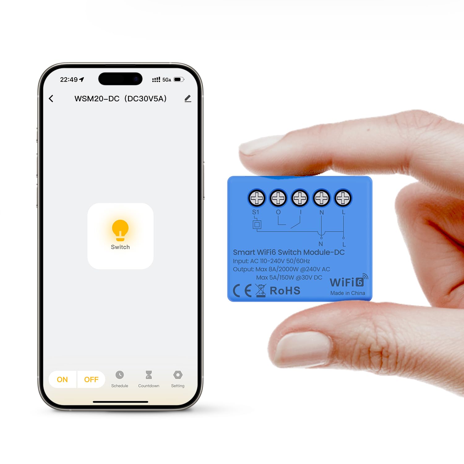 MIUCDA Mini WiFi 6 Smart Relais Schalter mit Potentialfreie Kontakte | Lichtschalter und Garagentoröffner | DIY Hausautomation | Kompatibel mit Alexa & Google Home