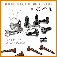 Vista 2 de Juego de 4 tornillos negros antirrobo para placa de matrícula, accesorios de montaje de placa de matrícula de acero inoxidable inoxidables