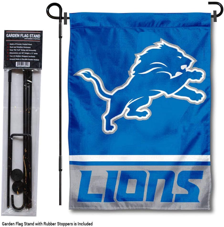 Detroit Lions Garden Flag with Stand Holder - Image 2
