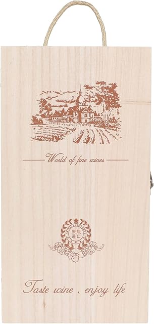 Cabilock Chrismas Gift Bags Wooden Wine Box with Handle Wood Wine Bottle Holder Decorative Carrier Champagne Bottle Gift Crate Liquor Storage Container for Wedding Bar Party Nativity Decor