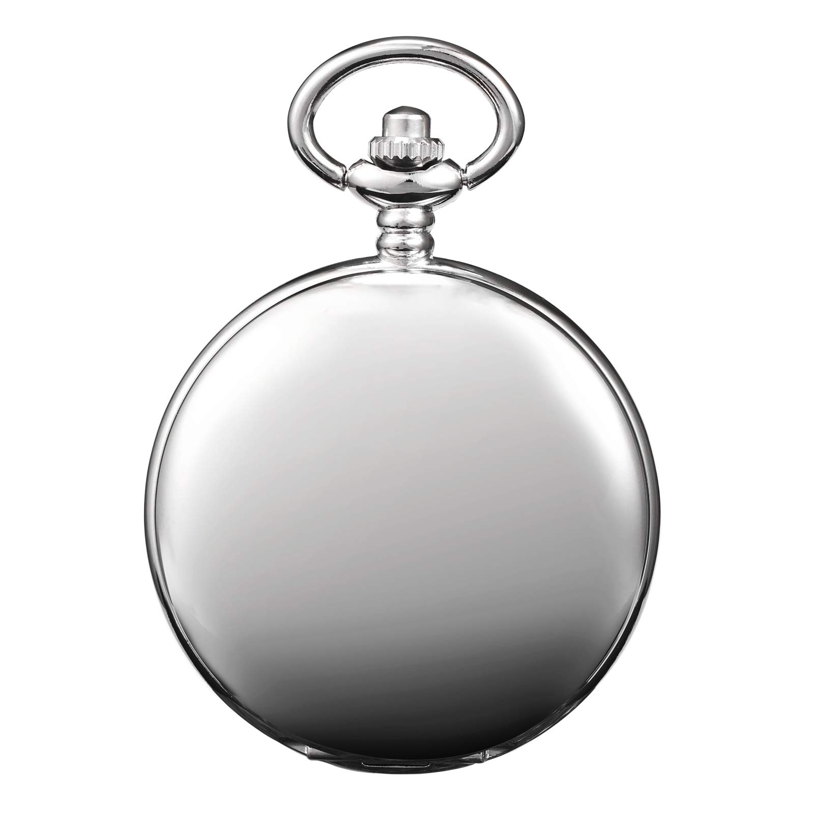 TREEWETO Taschenuhr mit Kette Herren Analog Handaufzug Doppelscharnier Antik Skelett Römische Ziffern Silber