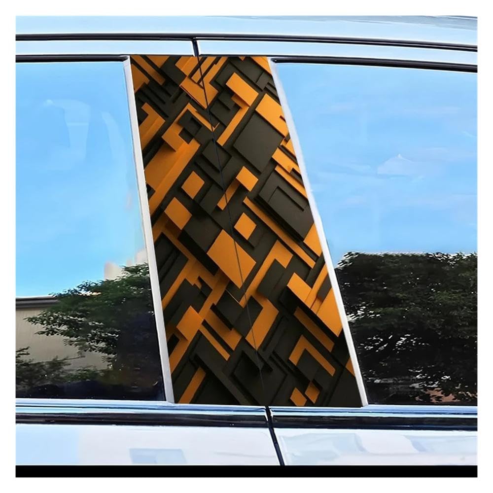 Dabhuoc One Color Car Parts 2Pcs Car Door Pillar Decoration Sticker Geometric Squares Pattern Scratch Resistant Film