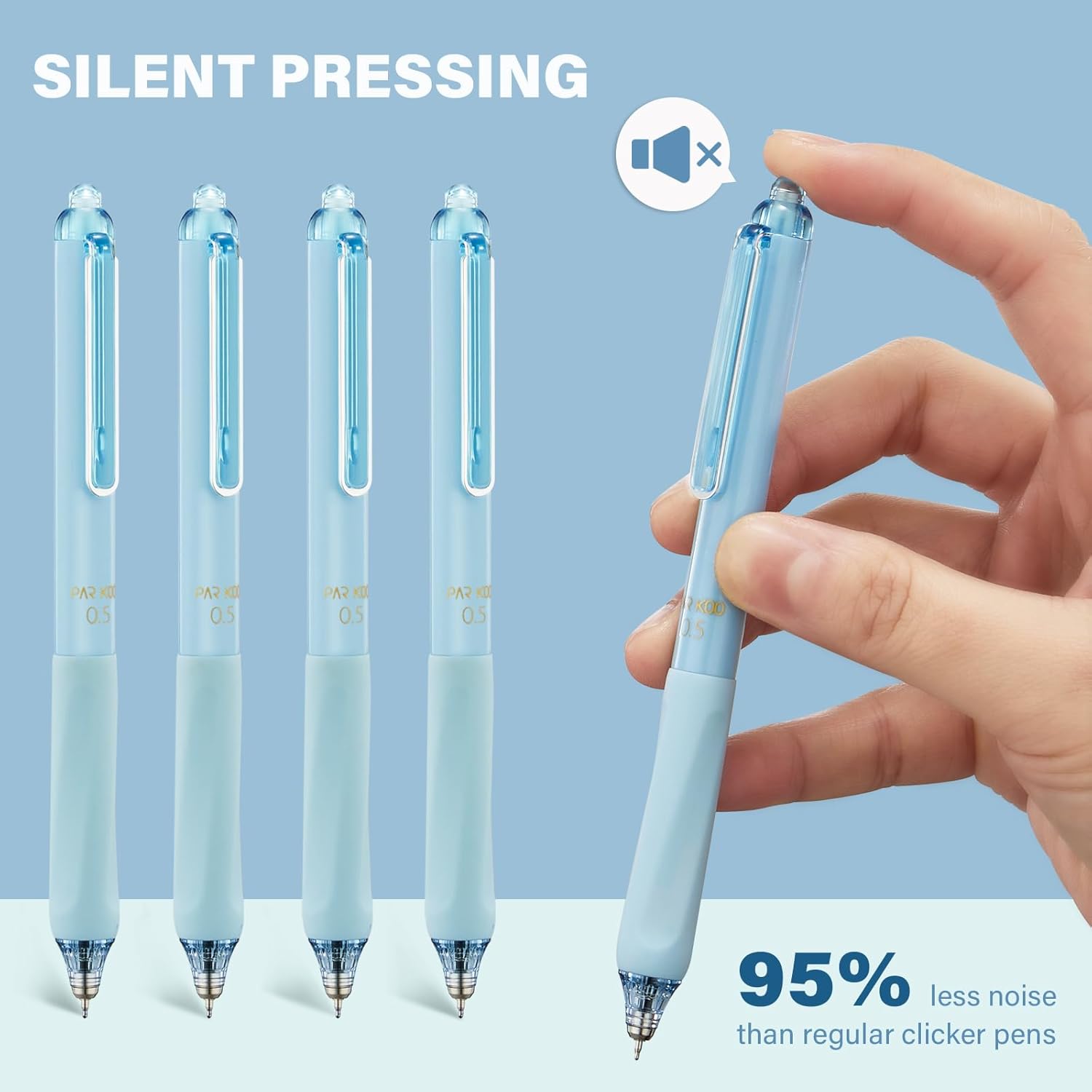ParKoo Gel Pens Quick Dry Ink Fine Point 0.5mm, Retractable Rolling Ball Blue Ink Pen, Click Silent Pens Set for Journaling Notetaking Drawing Sketching Smooth Writing Non Bleed 12pcs thumbnail