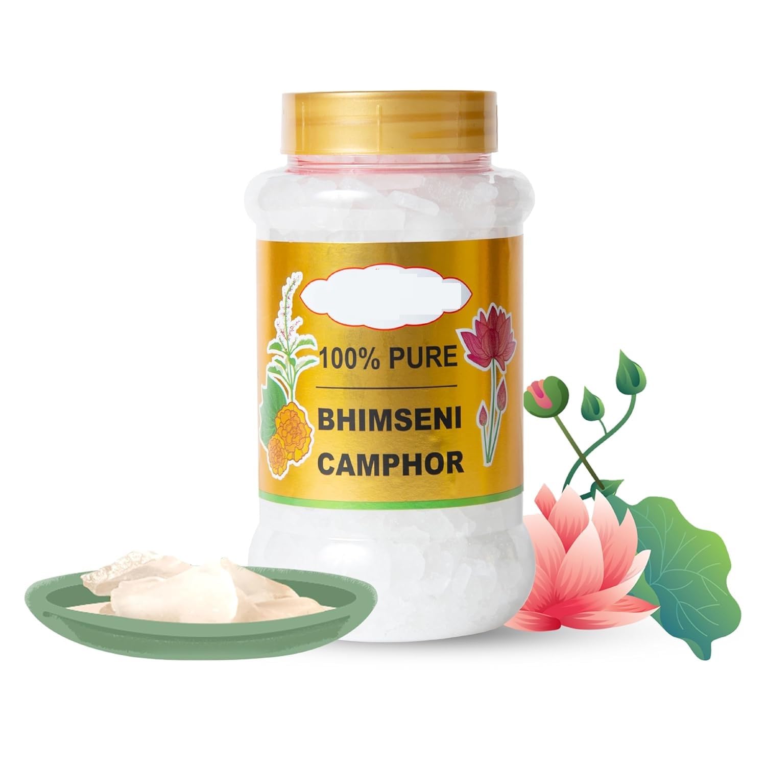 Generic Bhimseni (Original) Solid Camphor 250g Jar MGLM - Pack Of 1 | 100% Pure | For Puja, Aromatherapy & Air Freshener | Sweet Fragrance