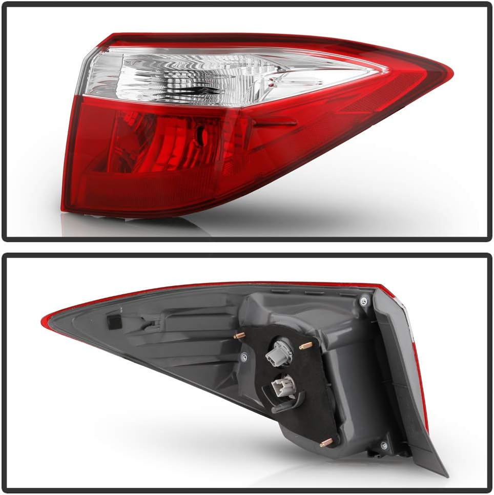 ACANII - For 2014 2015 2016 Toyota Corolla Red Clear Tail Light Signal Lamp Outer Assembly Replacement Passenger Side