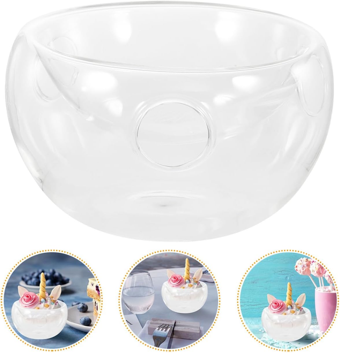 DOITOOL Dry Ice Creative Tableware Double Salad Bowl 5.11 Inch Transparent Cold Serving Bowl for Weddings Parties and Restaurants