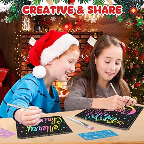 ZMLM Art Craft Gift for Kids: 3 Pack Rainbow Scratch Paper Notebook Arts Crafts Coloring Kit Party Supplies for 3 4 5 6 7 8 9 10 11 12 Years Old Girls Boys Birthday Present Christmas Toy 2 61HFPFDwo1L. AC