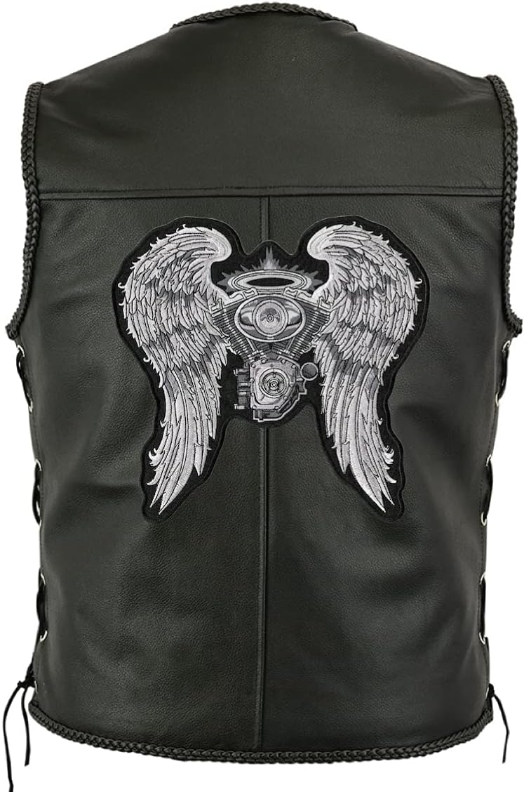 Halo Angel Wings Patch 10” | Motorcycle Engine Guardian Angels Realistic | Large Embroidered Tribute Iron On- by Nixon Thread Co.