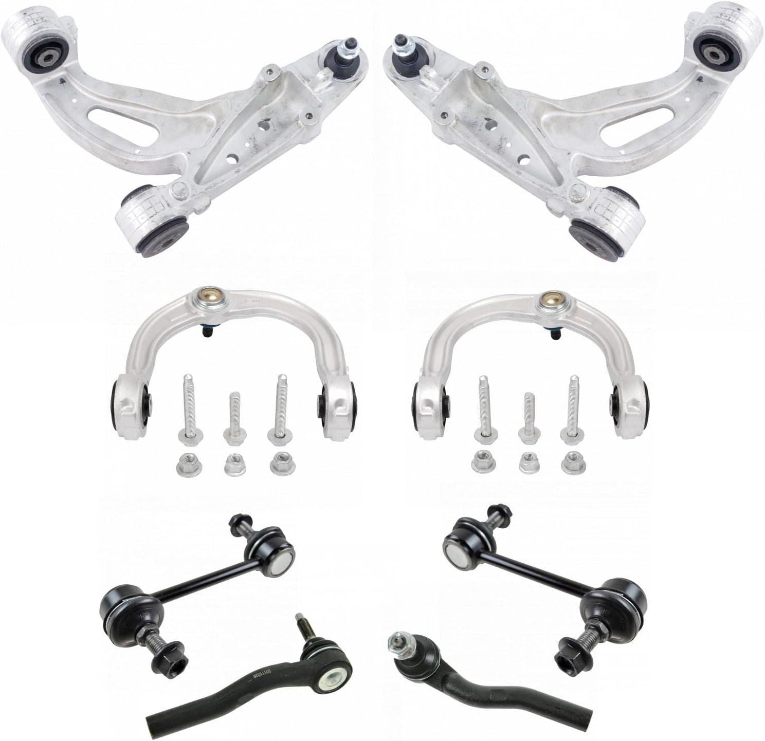TRQ Front Steering & Suspension Kit Control Arm with Ball Joint Sway Bar Stabilizer Link Tie Rod Compatible with 2003-2007 Cadillac CTS