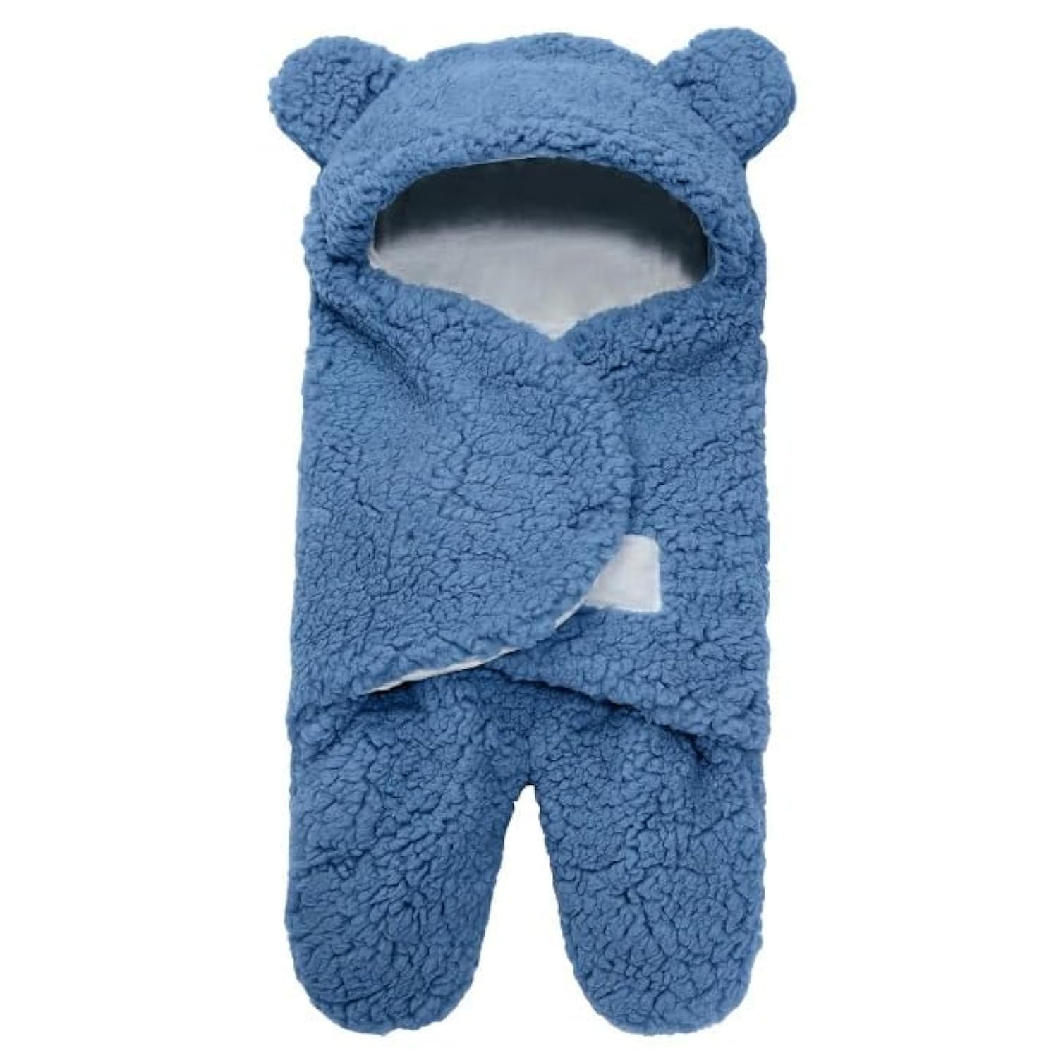 Baby Swaddle Blanket Ultra-Soft Swaddling Wrap For Infant Unisex Baby Hooded Swaddle Blue