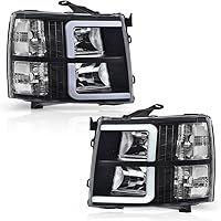 Vista 18 de PIT66 Conjunto de faros laterales izquierdos, compatible con Chevy Silverado 1500 2007-2013, Silverado 2500 3500 2007-2014 y HD Lente transparente
