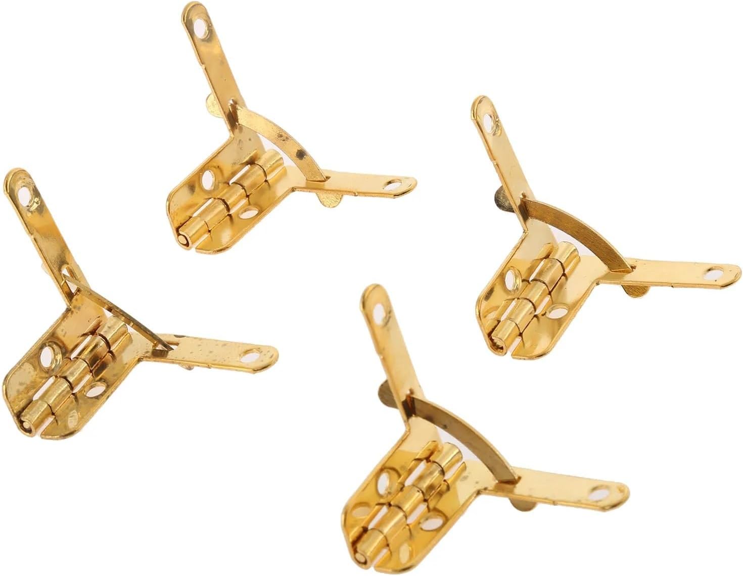 4Pcs 90 Degree Angle Support Spring Hinges for Jewelry Box and Furniture Accessories - 28 * 22mm(Silver)
