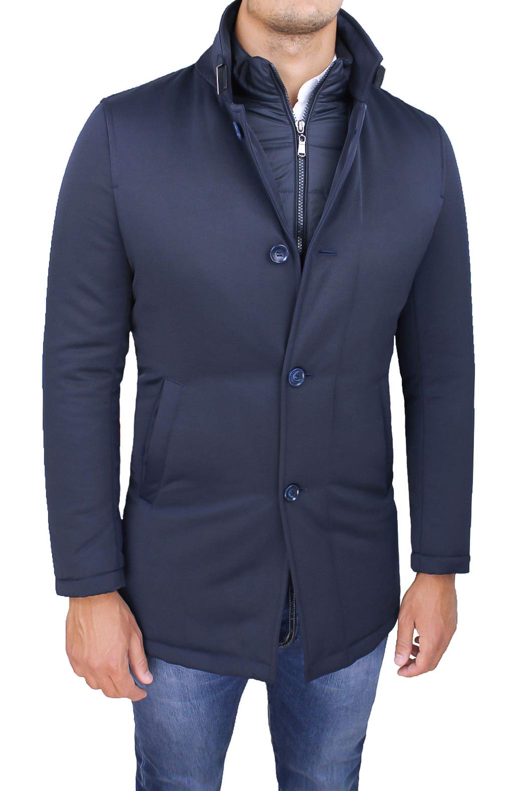 Giubbotto giaccone uomo invernale elegante giacca soprabito con gilet interno