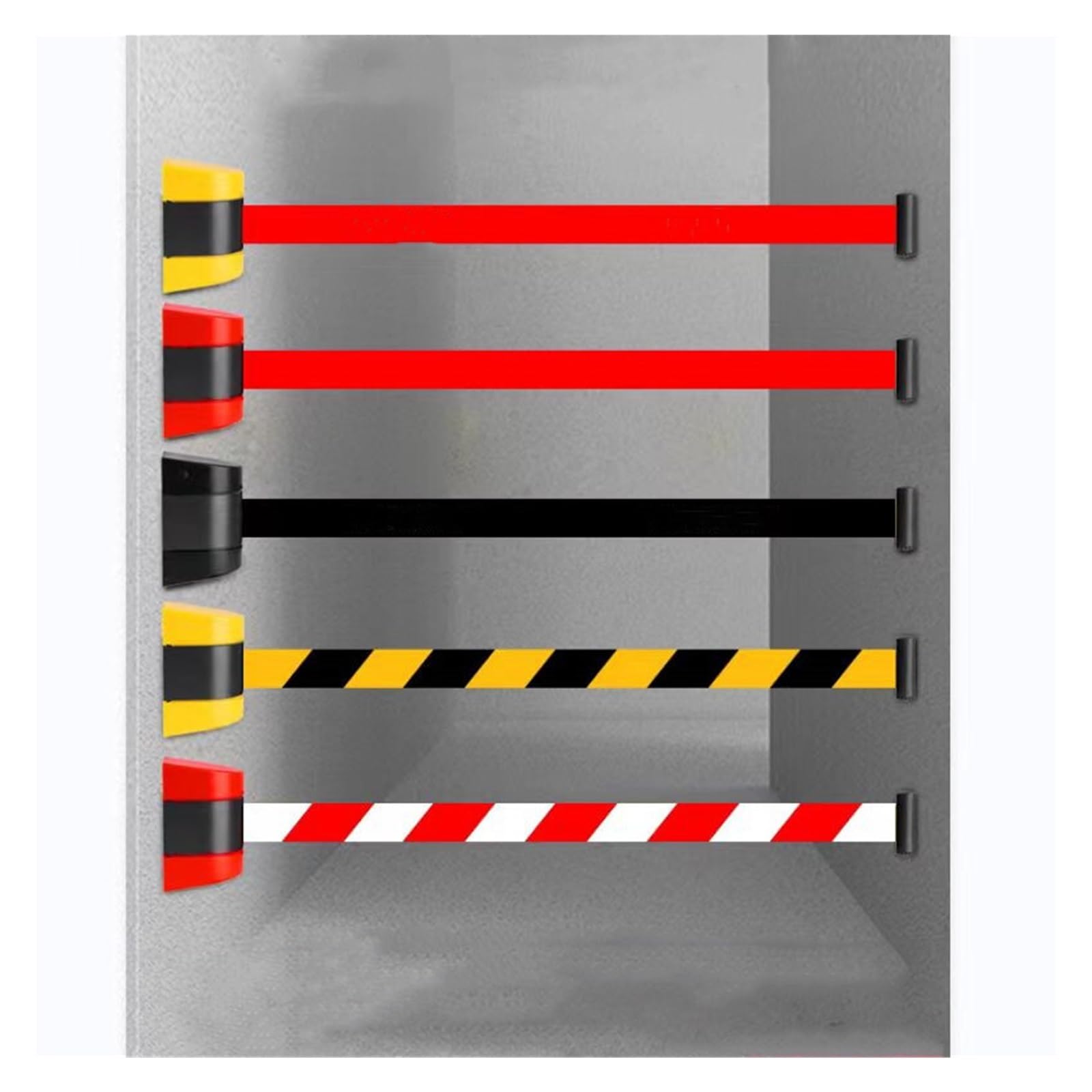 Cinta de advertencia seguridad 2,0 M, cinturón telescópico montado en la pared, línea negra y amarilla, aislamiento pasillo, 1 Uds Para Montaje(Black Color,2.0m)