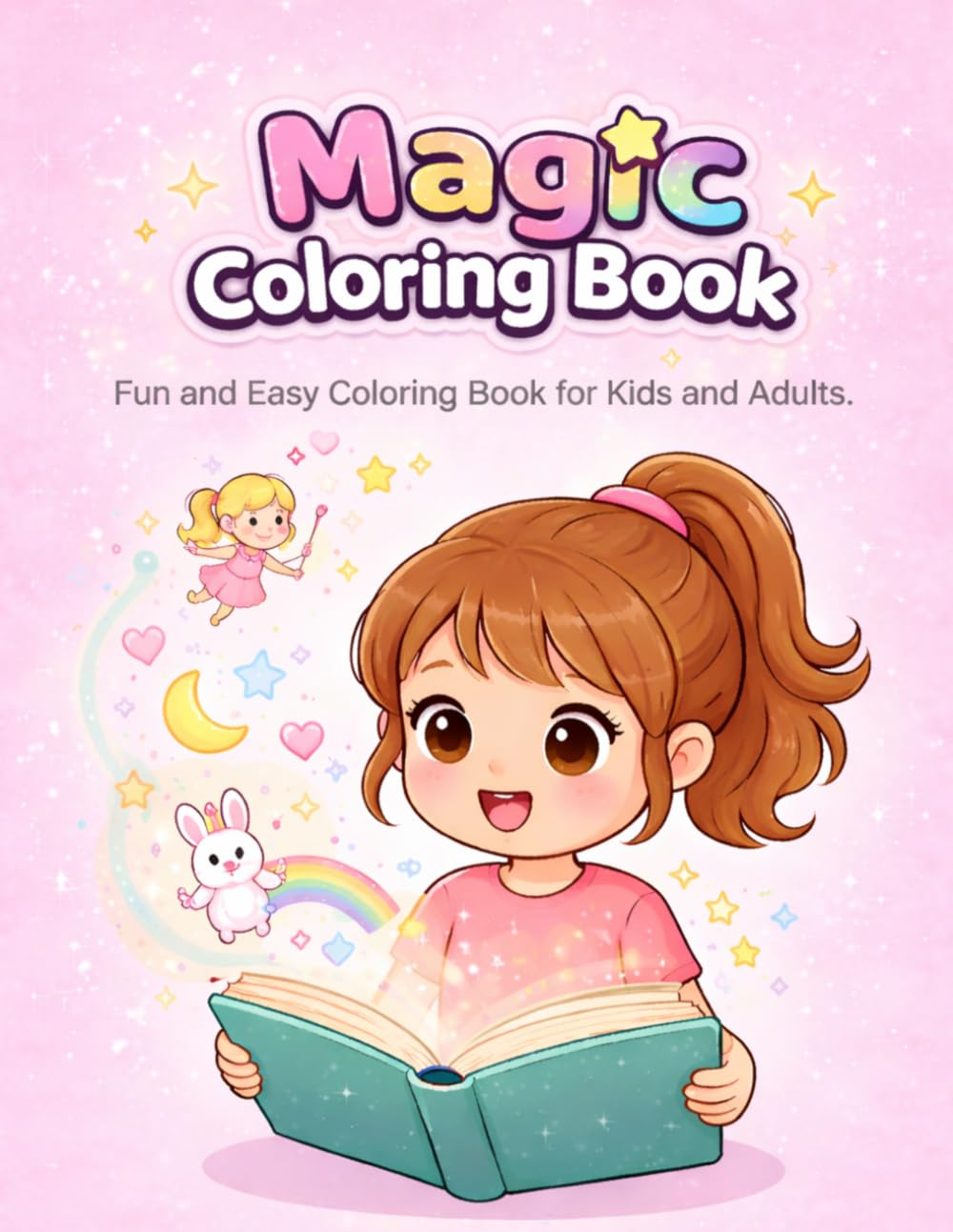 Magic coloring book: "Magic coloring book: 50+ cute and easy pages for kids and adults"