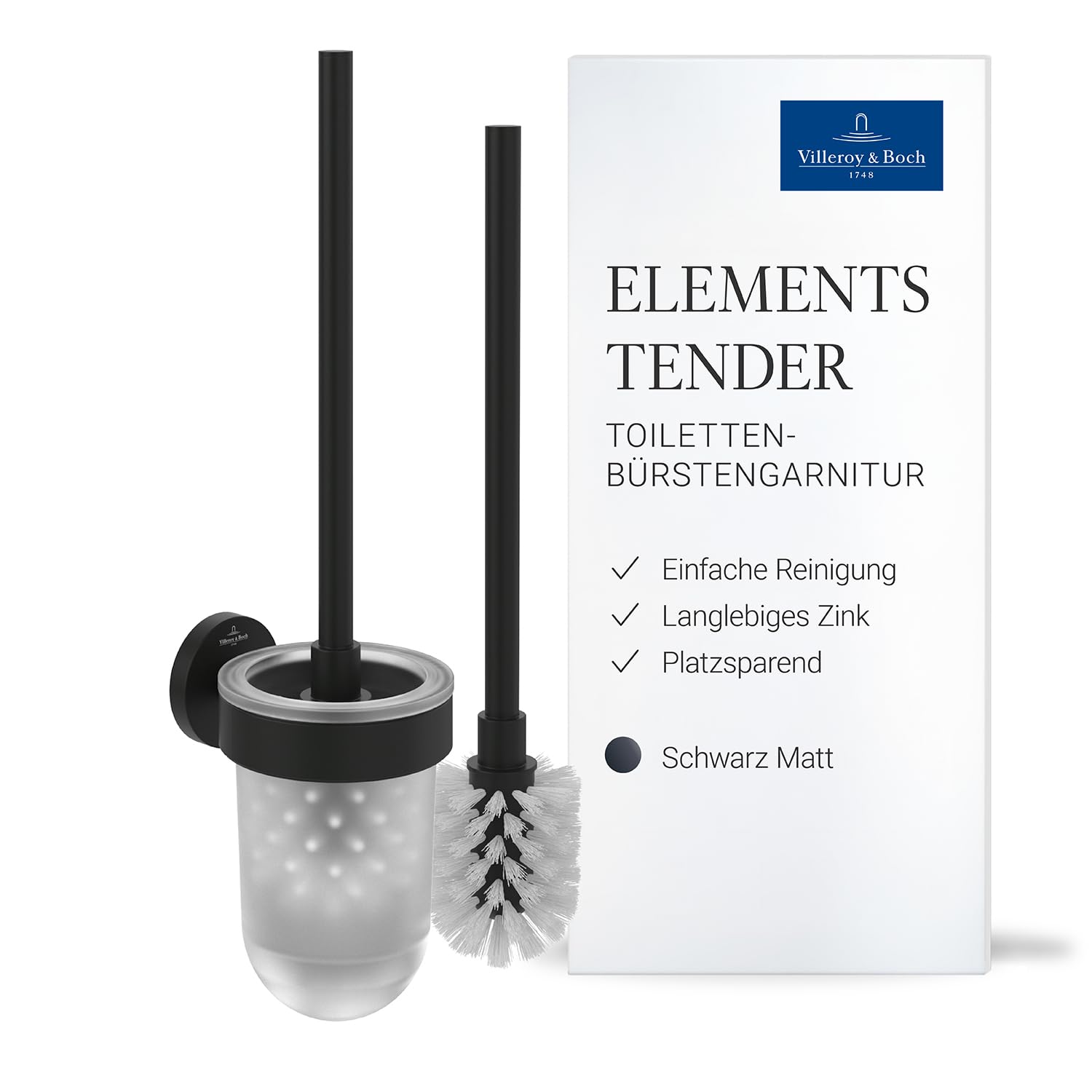Villeroy & Boch Elements Tender Toilettenbürstengarnitur, rund – Schwarz