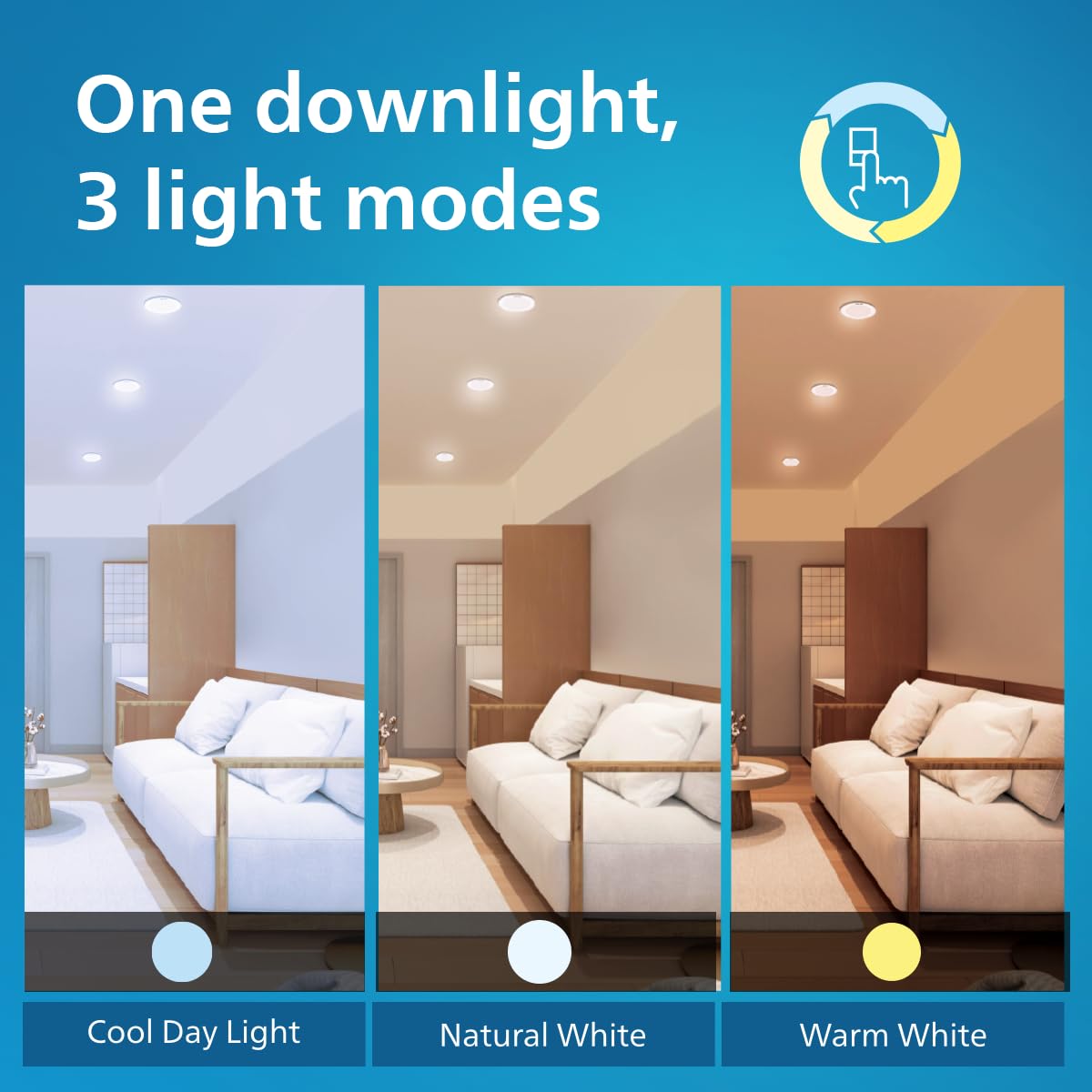 Philips 10W LED Ceiling Light - 3-in-1 Color Options -4