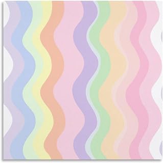 zxxpensy Colorful Wavy Pastel 80s Pattern Wall Art Poster Trendy Canvas Print Modern Painting Aesthetic Picture for Living Room Farmhouse Decor 16x16inch(40x40cm) Unframe