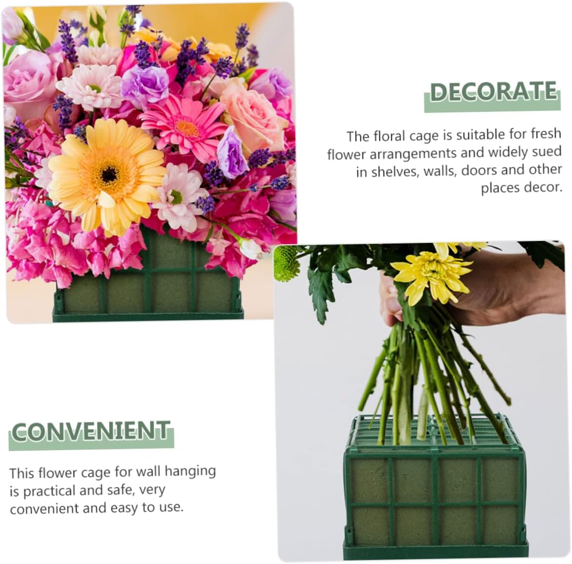 Gogogmee 4pcs Plastic Net Flower Stand Cage for Floral Arrangements Fresh Flower Holder Handle Wedding Party Home Decor