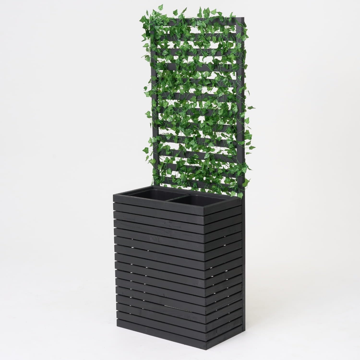 XXL Blumenkasten „Margarete“ mit Sichtschutz - 180cm Höhe - Blumentrog mit Rankgitter/Pergola (anthrazit)