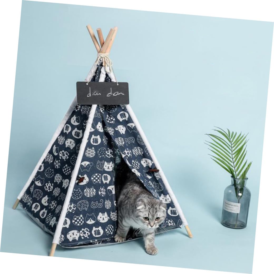 Tente pour Animaux de Compagnie en Lin et Bois, Lit Confortable pour Chien Intérieur et Extérieur avec Design Amovible et Protection la Lumière